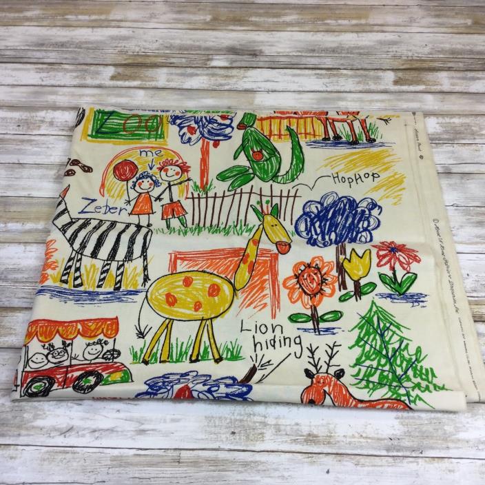 HOUSE 'N HOME FABRIC SCREEN PRINT KIDS COLORING HIPO ELEPHANT CAMEL ZOO 80x45