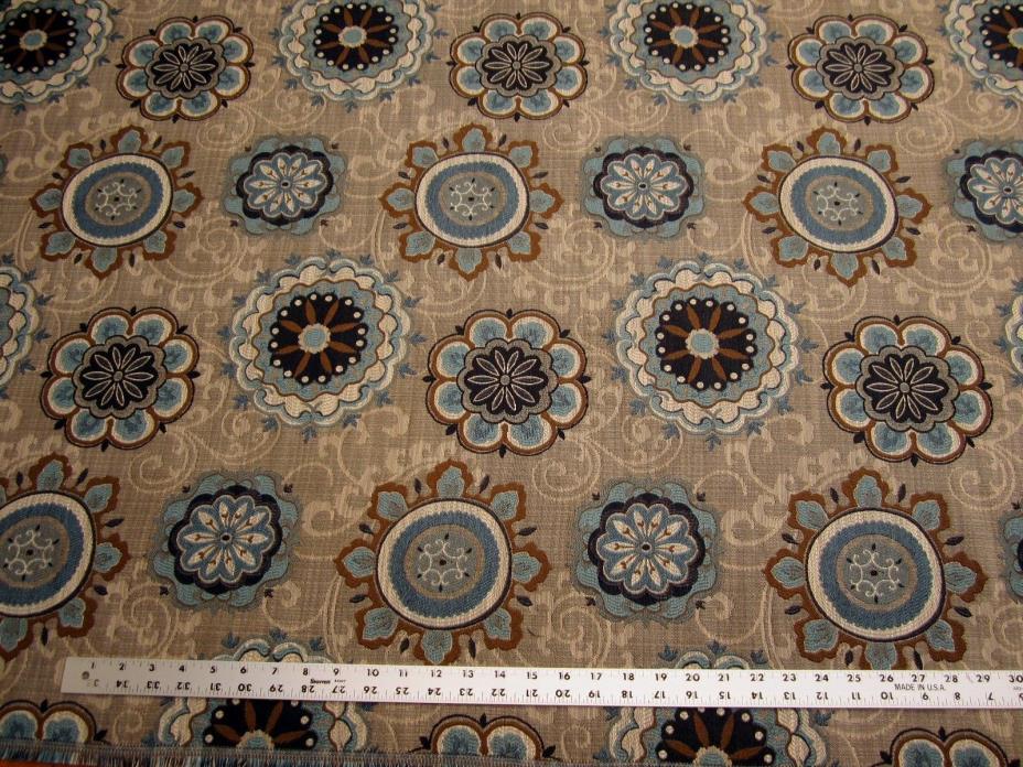 3 1/4 yds Fabricut Chanterelle cadet medallion tapestry upholstery fabric r2693g