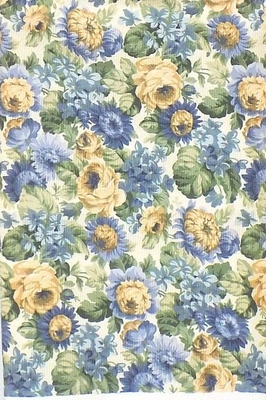 Mill Creek Upholstery Fabric Floral Design Blue Yellow Green 53 1/2