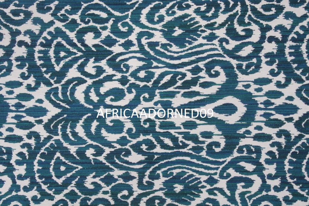 KR2V ETHNIC CHIC WOVEN JACQUARD RICH BLUE IKAT UPHOLSTERY FABRIC 10YARDS