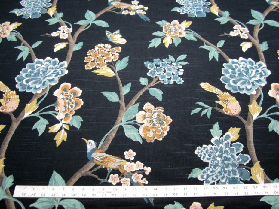1 3/8 yards of Robert Allen Helene Floral Admiral drapery fabric r3034