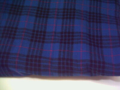 BLUE BLACK RED PLAID WOOL REMNANT More Than a YARD