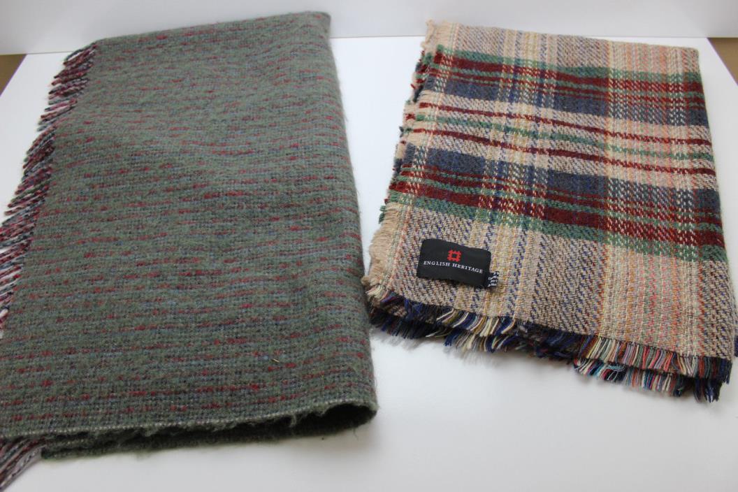 Vintage English Heritage Made England All Wool Tartan Plaid Blanket Throw Lot