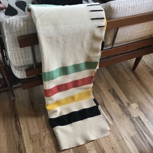 Vintage Wool Hudson Bay Blanket Stripes 84