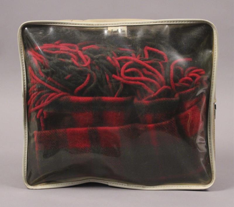 Vintage Pendleton Wool 'Robe in a Bag' Lap Car Blanket Red Black Tartan Plaid