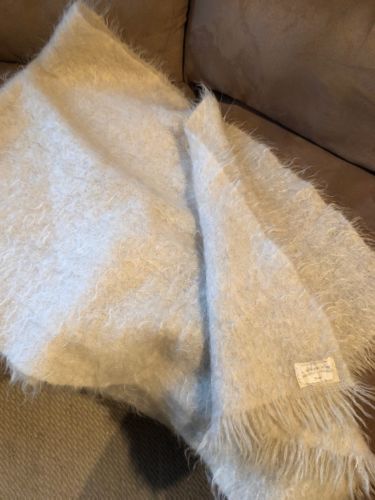Antique mohair blanket shawl Wrap Highland Scotland handwoven Morar 76x25 Vtg