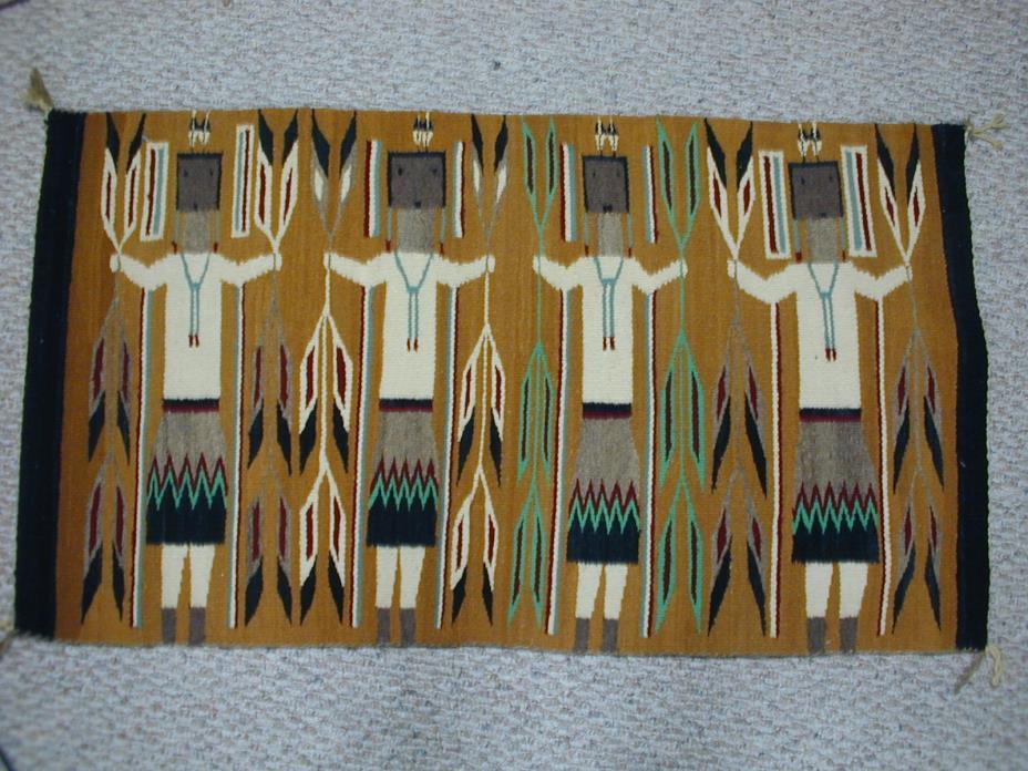 Vintage Wool Navajo Rug in a Yei Design, 2'2