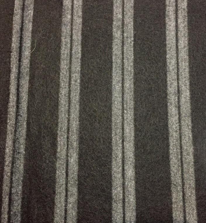 Black Gray Striped Wool Fabric Super Soft Extra Wide Width 1.4 Yards