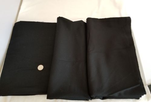 Vintage Wool Fabric Solid Black 3 YARDS