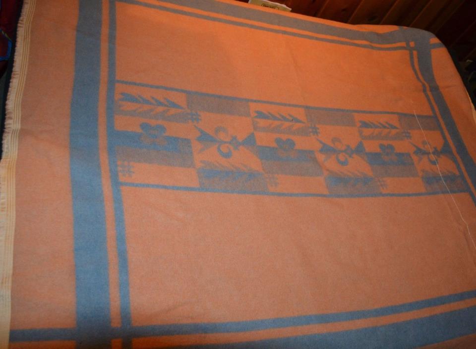 Vintage Esmond Wool Blanket Plaid 70 X 77 Rug Navajo Indian Cheif Joseph