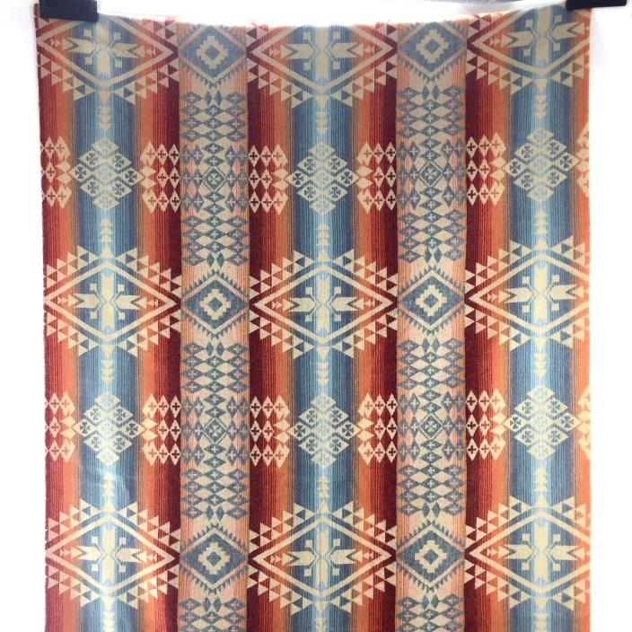 Pendleton Woolen Mills Western Native Blanket Fabric Remnant Blue Red Orange C6B