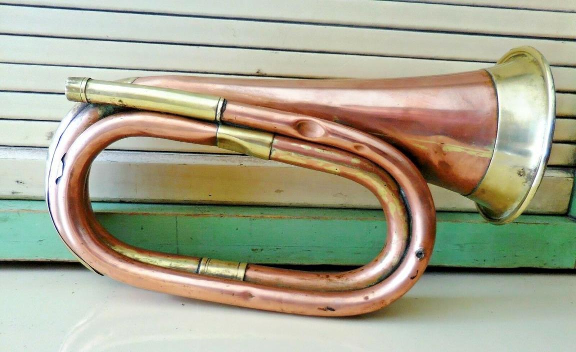 Vintage Bugle Horn Copper and Brass Military Cavalry 10-1/4