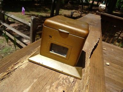 RARE ANTIQUE CROSS CO OF LONDON SOLID BRASS OR COPPER HEAVY INKWELL BOX SCARCE