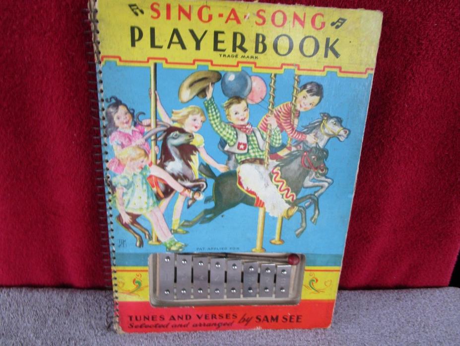 Vintage 1939 Sing-A-Long Player Book W/ Xylophone  F/S