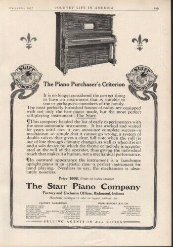 1907 STARR PIANO UPRIGHT KEYBOARD MUSIC INSTRUMENT AD8968