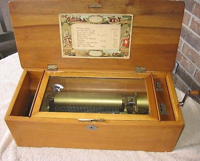Antique Original 1884 Working Columbia Music Box in Cabinet~Plays 10 Songs