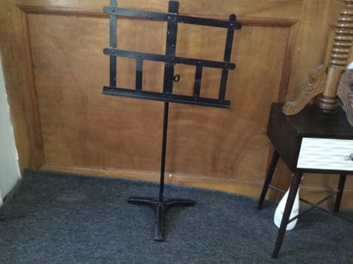 ANTIQUE HAMILTON CAST IRON MUSIC STAND ADJUSTABLE 1910-25