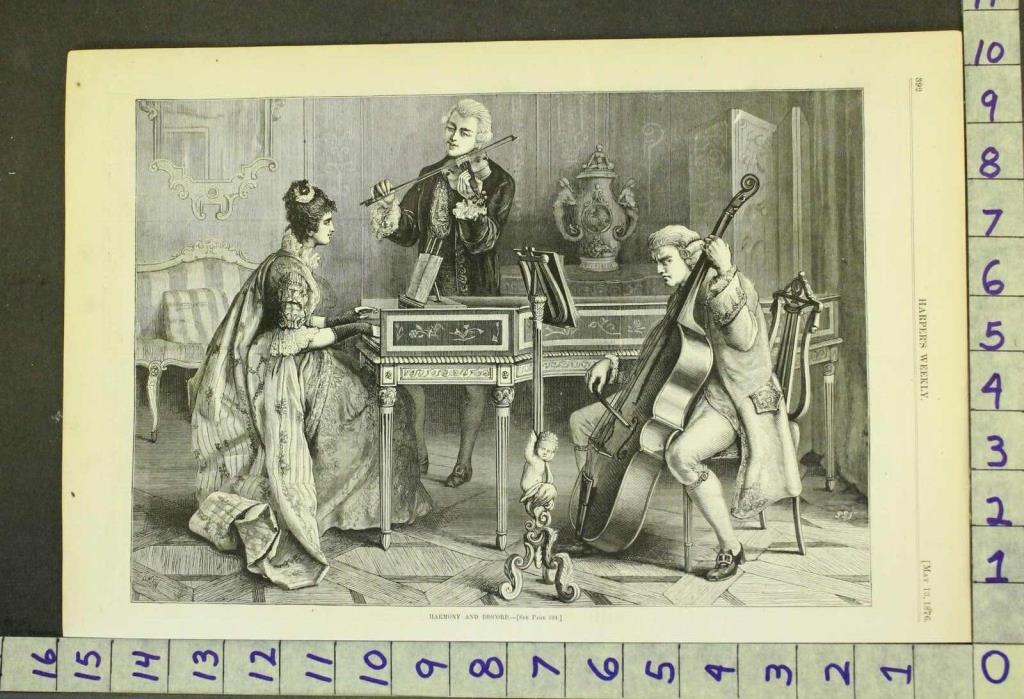 1876 MUSIC INSTRUMENT CELLO VIOLIN GRAND PIANO BAND ORCHESTRA LOVE PRINT RS40