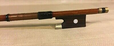 Vintage Wood Violin Bow Round Shaft w/ Frog Unmarked Brass & Ebony Adj Screw