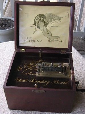 Antique Original EUPHONIA #51 Disc Decorative Music Mahogany Box~VERY OLD!