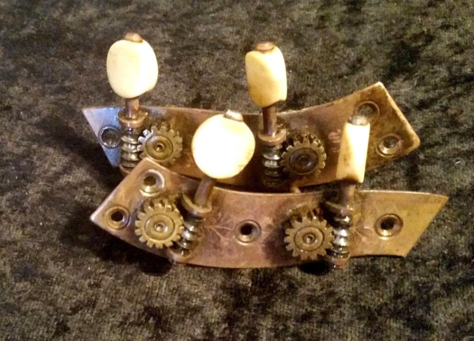 Mechanical Geared Violin Tuners Mother of Pearl Antique