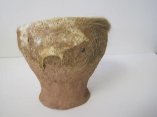 ANTIQUE SUDAN CLAY HAND DRUM W/ LEATHER HAIR-ON HIDE TOP DALUKA SUPER RARE 4.5
