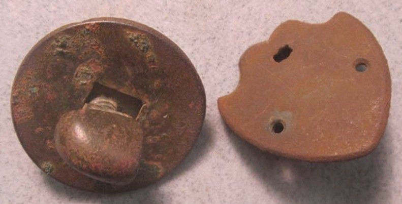 Civil War Relic Brass Drum Attachments:  Tightener and Shield