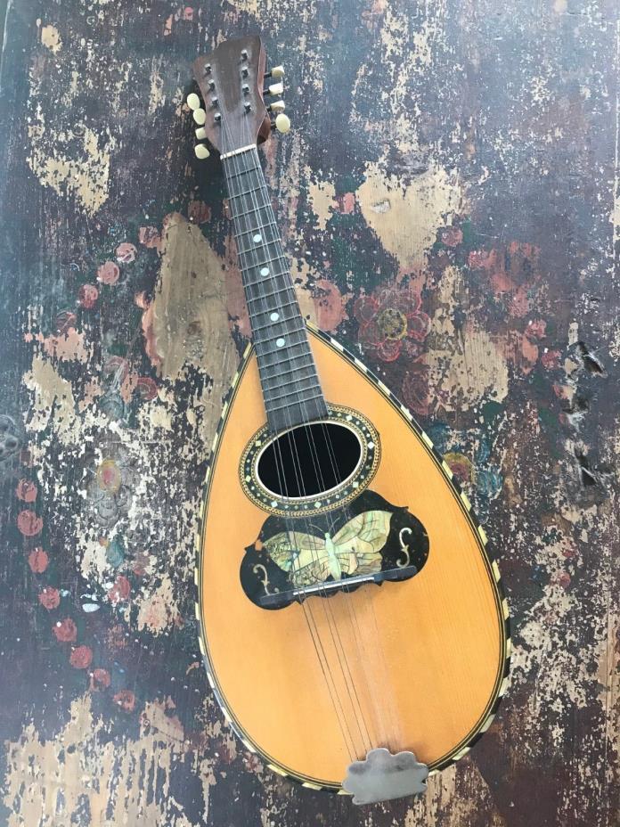 19th Century Fratelli Vinaccia Bowl Back Mandolin Lute Beautiful Shell Inlay