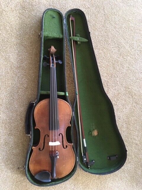 Vintage 4/4 German Violin w/ Case and Bow