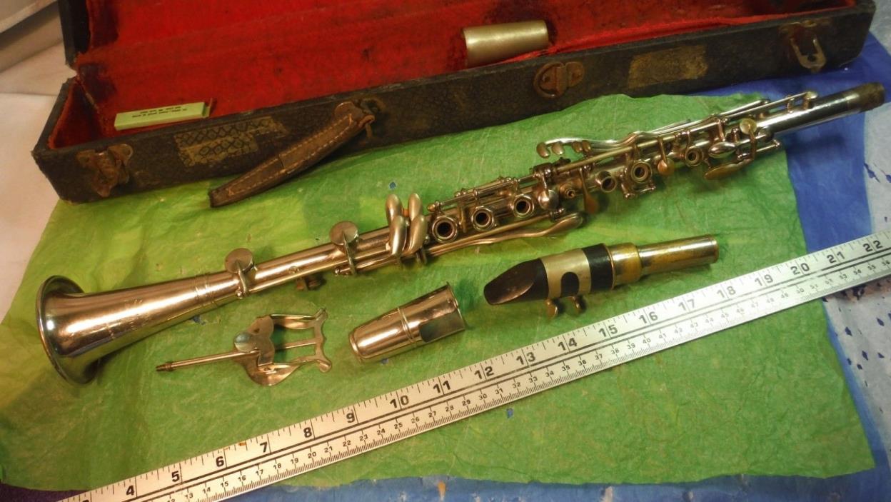 Laurent Freres Metal Clarinet Vintage c1930-40s Nickle Silver Plate? Brasswind