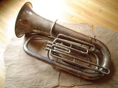1908 Vintage Boosey & Co. Silver Plate BBb Tuba -  Fine Sound, Plays Great