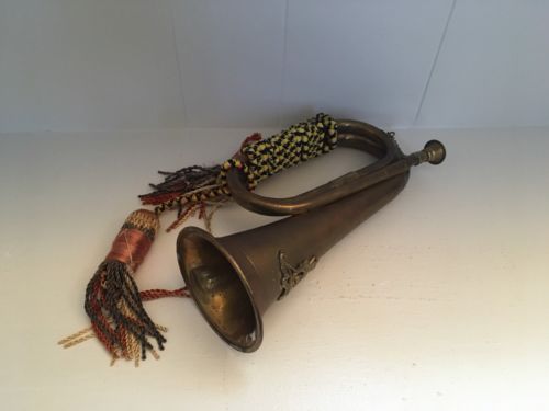 Royal Artillery Badged Bugle with Ropes ( Damaged Closed To Mouthpiece)