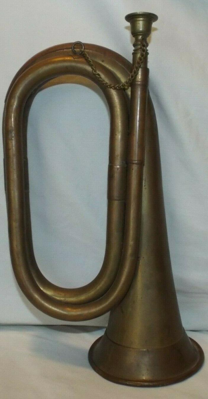 British Army Duty Brass and Copper Bugle with Secure Chain - Possible WWII Era