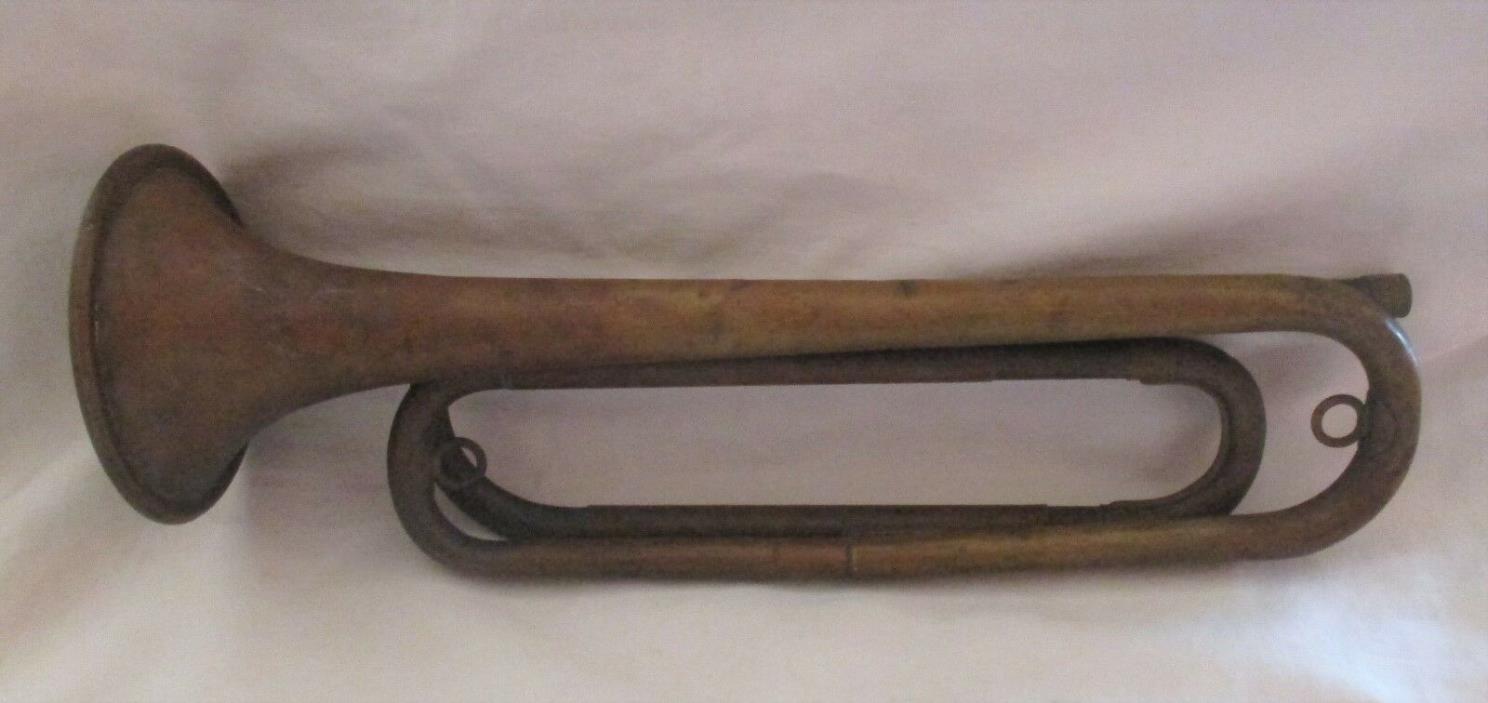 Antique Bohemia Brand 15” Long Copper/Brass Double-Loop Bugle Horn