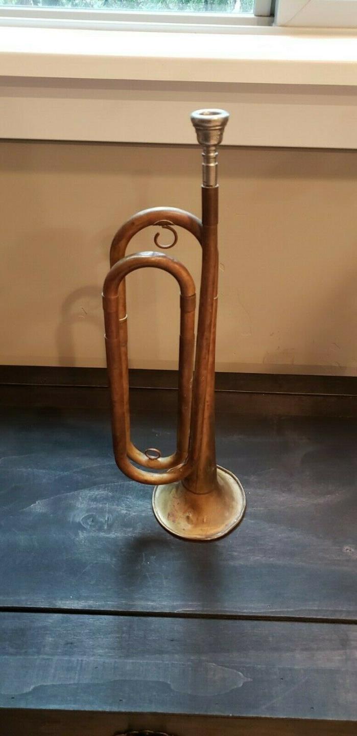 Vintage World War II Regulation Brass Bugle Made In USA WWII Bugle
