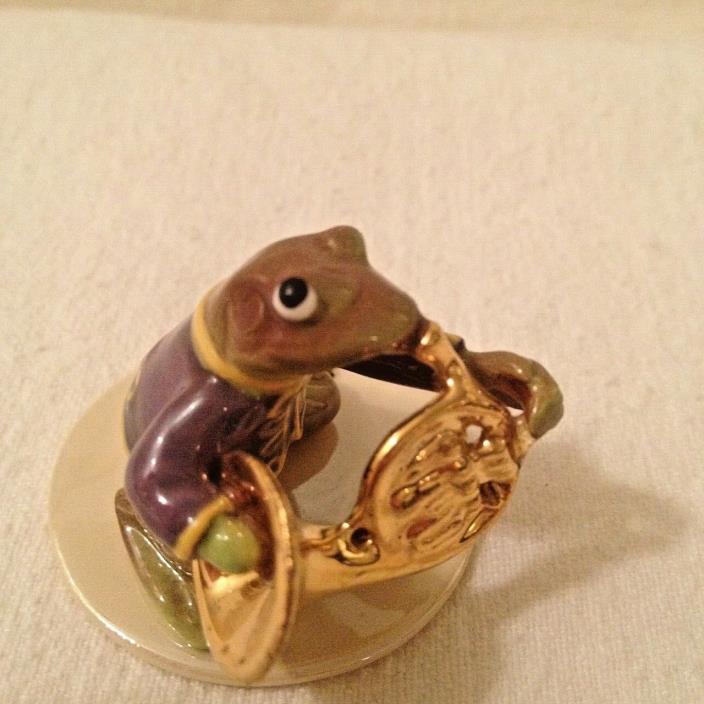 Hagen-Renaker FRENCH HORN PLAYER TOAD FROG CERAMIC FIGURINE MUSICIAN BRASS - NEW
