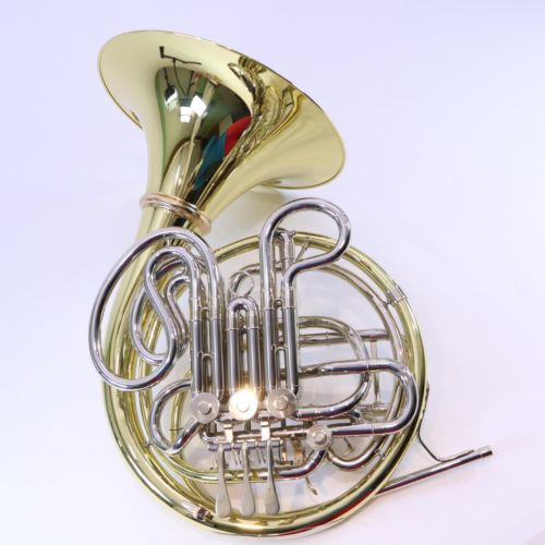 C.G. Conn Model 8DYS Double French Horn YELLOW BRASS SCREW BELL DISPLAY MODEL