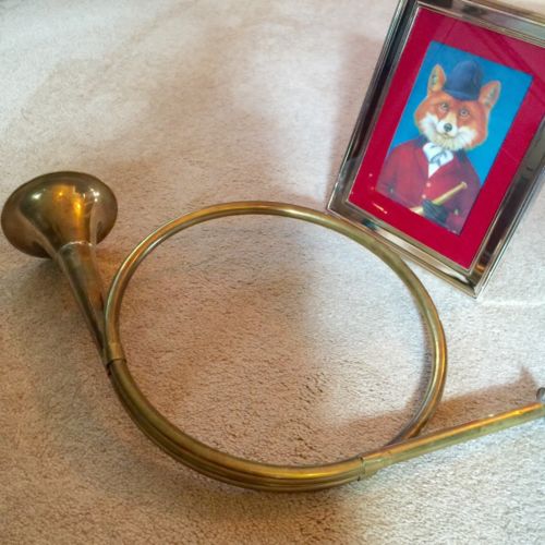 Vintage Brass French Horn Bugle Decorative Wall Hanging Christmas 21 1/4