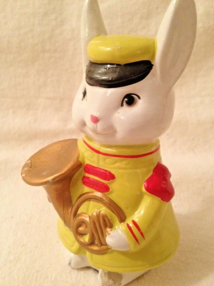 Vintage Rabbit Bunny French Horn Player Musician Figurine Handmade Colelctible
