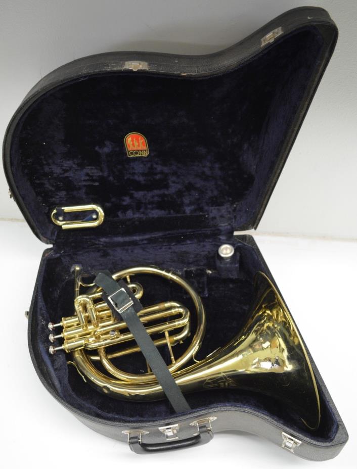 CG CONN 14E MELLOPHONE, KEY OF F AND Eb, ORIGINAL CONN MOUTHPIECE AND CASE