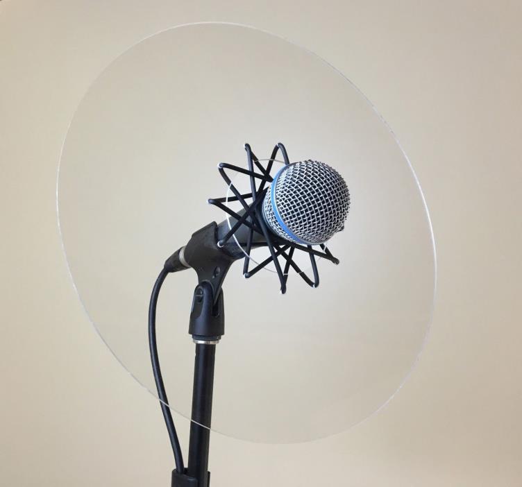 Trumpet microphone reflector shield for live sound monitoring, fits most mics
