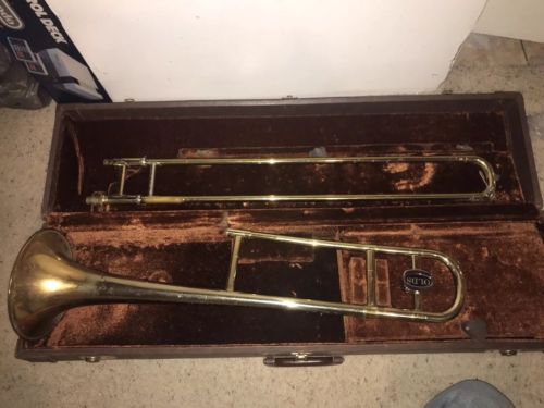 Vintage Olds Trombone In Leather Case