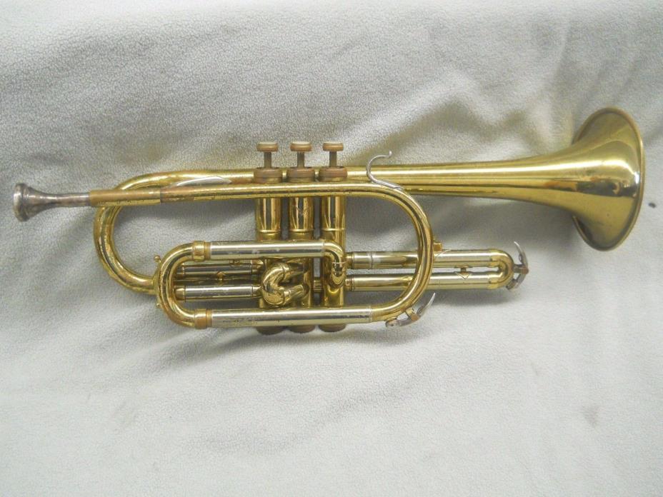 Vintage Cornet REYNOLDS MEDALIST Made in USA w/case Brass Band Jazz Instrument