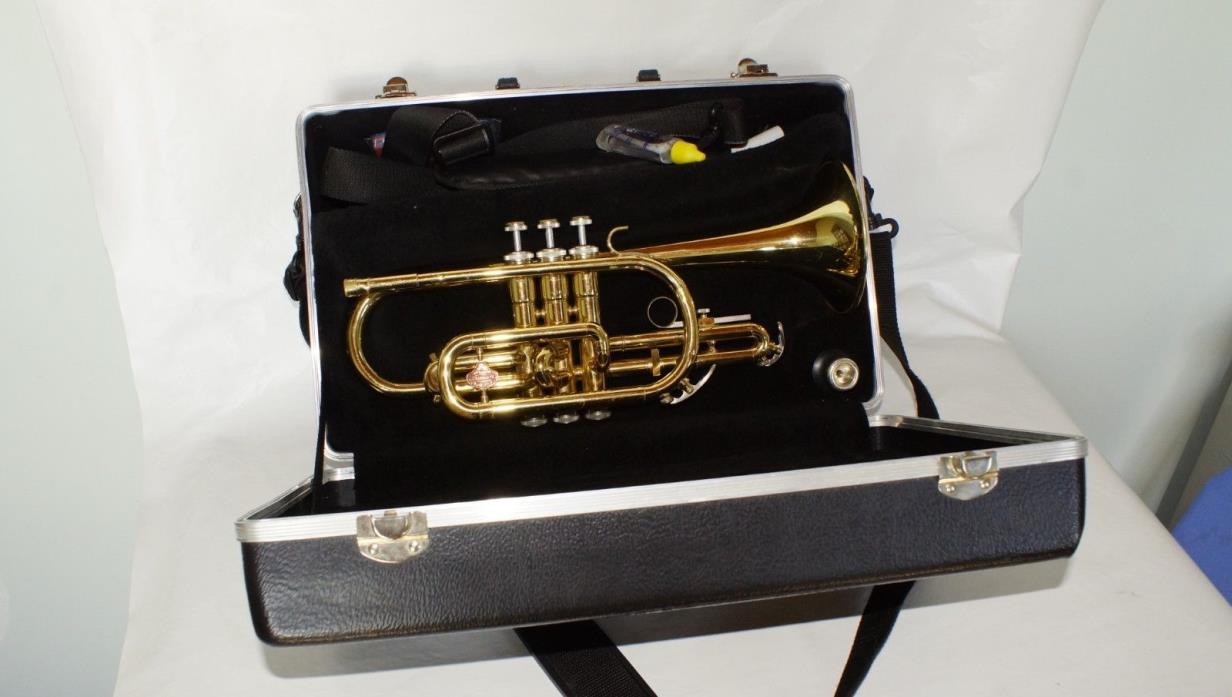 Holton Collegiate CORNET Gold Tone Horn with Hard Case Musical Band School