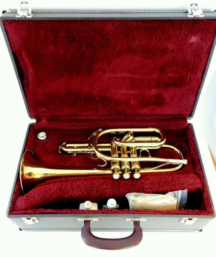 King Tempo II 603 Cornet  w/ Bach 7C Mouthpiece & Case Brass Horn circa 1984