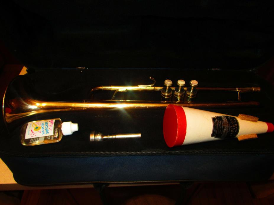 GETZEN SERIES 400 gold plated trumpet mute 7C MP case oil  SN R55147