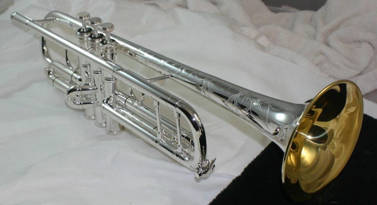 1996 SILVER BACH 37 STRADIVARIUS TRUMPET GOLD WASH BELL, LOTS OF ENGRAVING