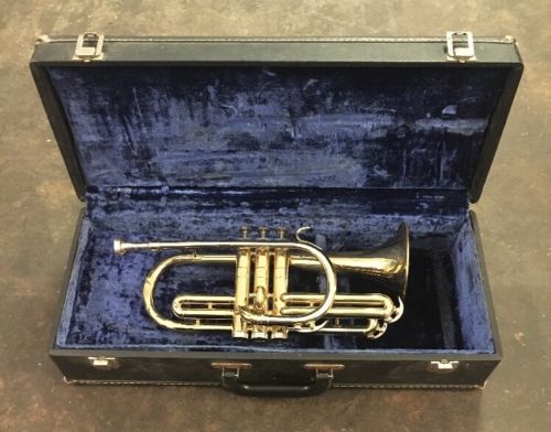 Vintage Conn Connquest Director Trumpet w/ Blue Fabricated Conn Hard Case