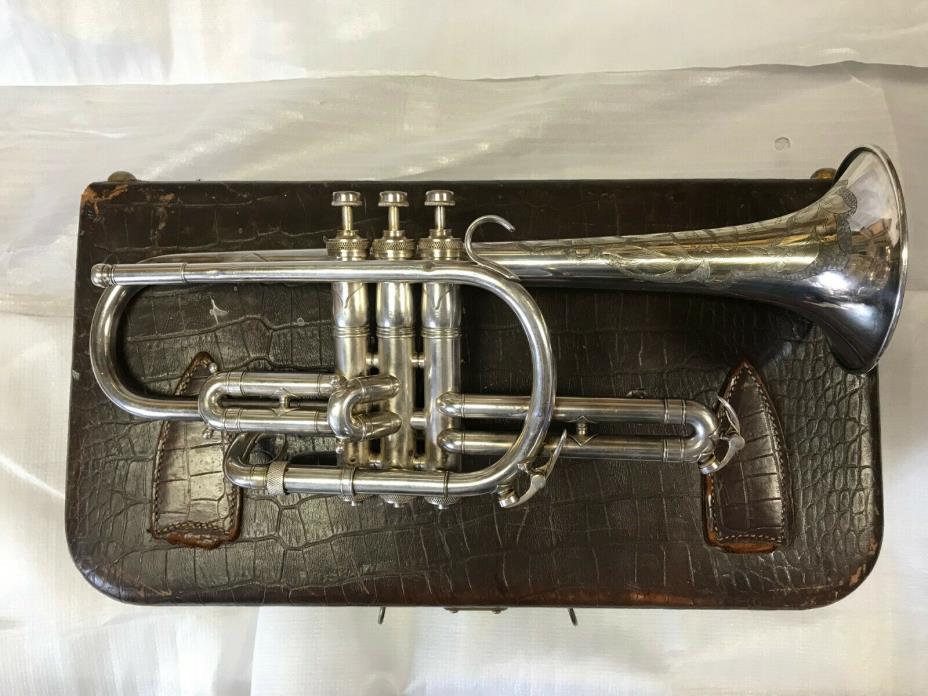 1935-36 KING SILVERTONE CORNET W/OHSC & RUDY MUCK 18M MOUTHPIECE SN#159338