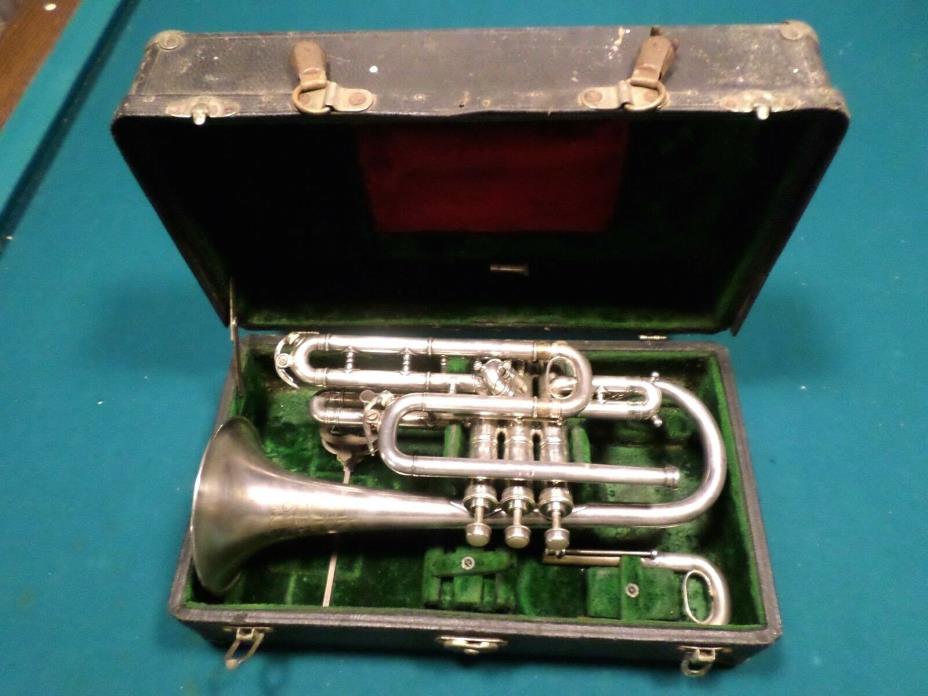 1906 J W York & Sons Bb/A Cornet with original case. professionally serviced